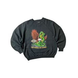 Vintage 1980's Harley Davidson 3D Emblem Crewneck The Eagle Has Landed SIZE L